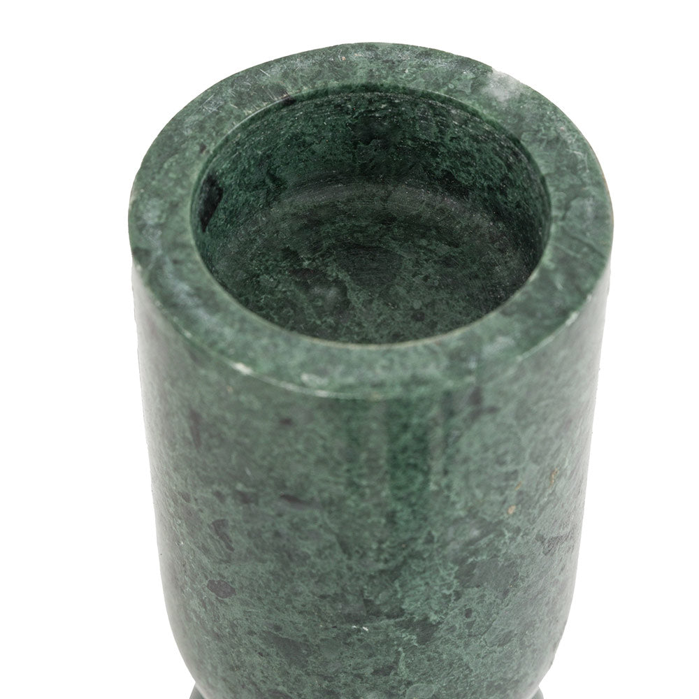 Set of 2 Sculpted Marble Candlestick in Green