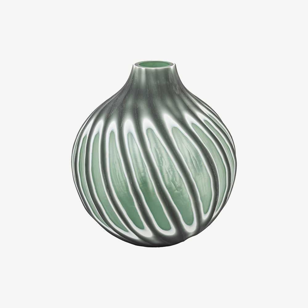 Swirl Hand Carved Glass Vase