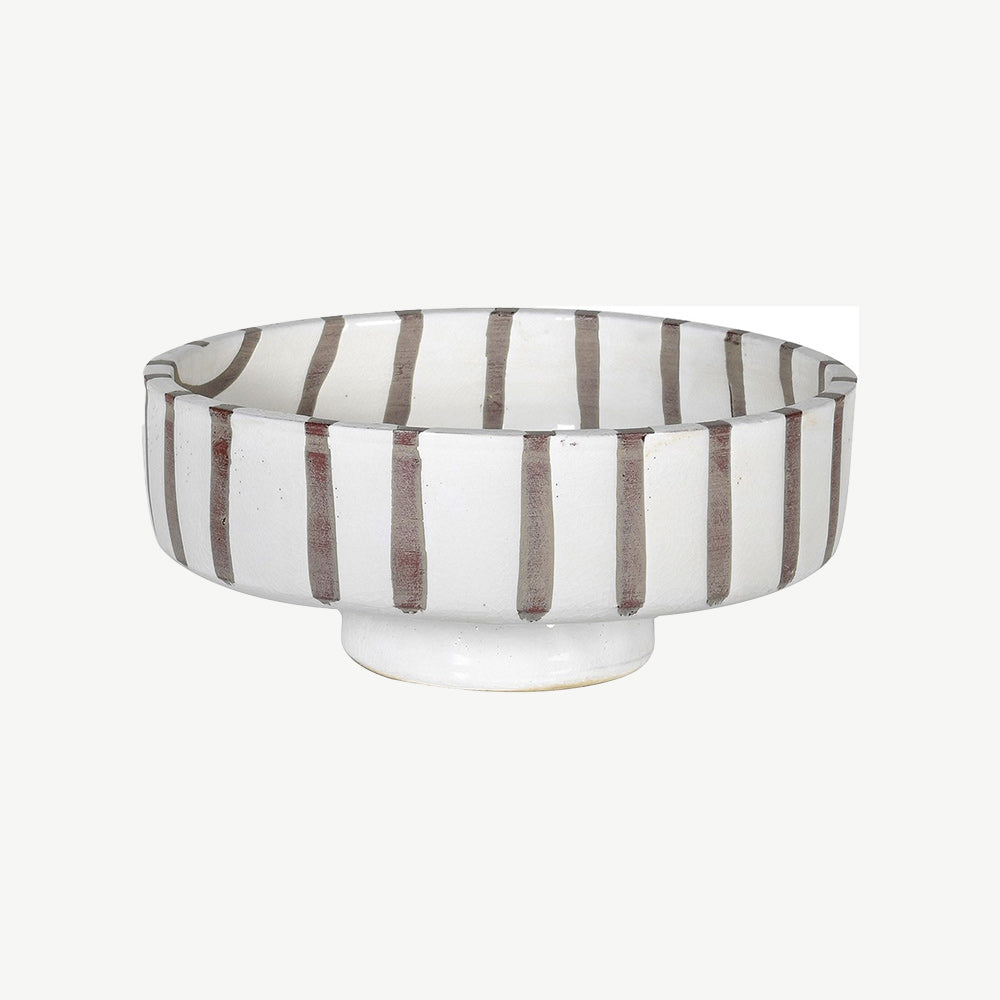 White Stripe Terracotta Bowl