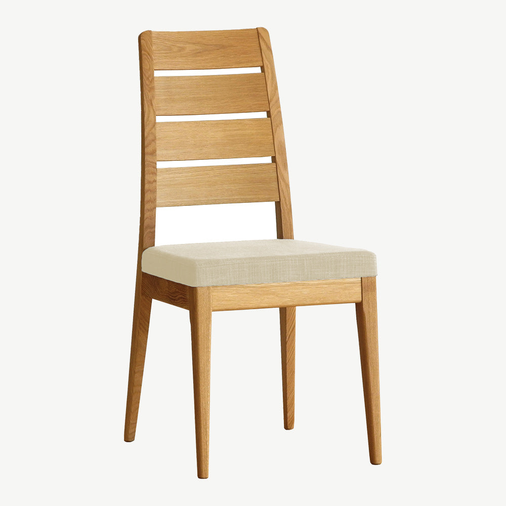 Ercol Romana solid oak ladderback dining chair with fabric seat