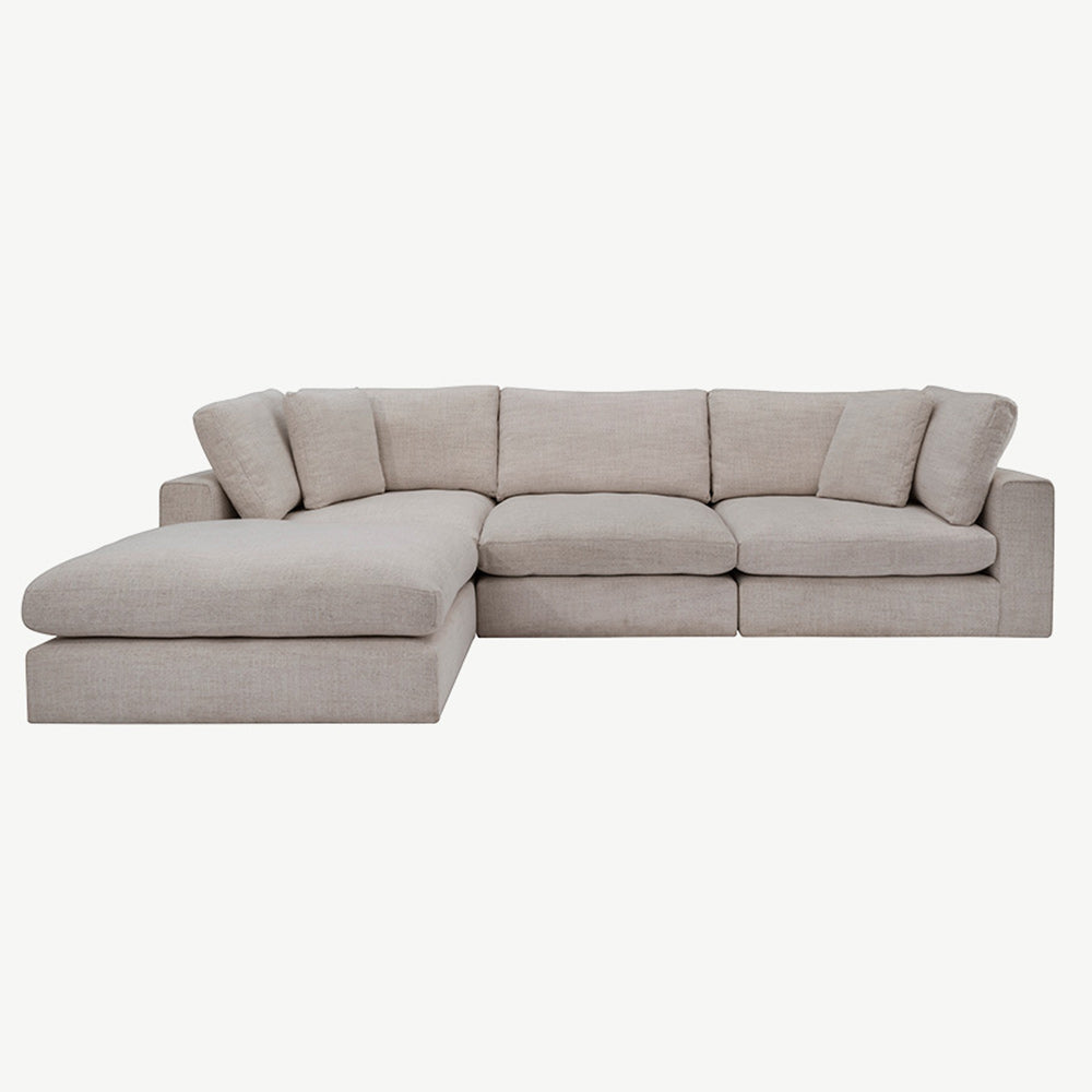 Luxury corner sofa in soft neutral fabric