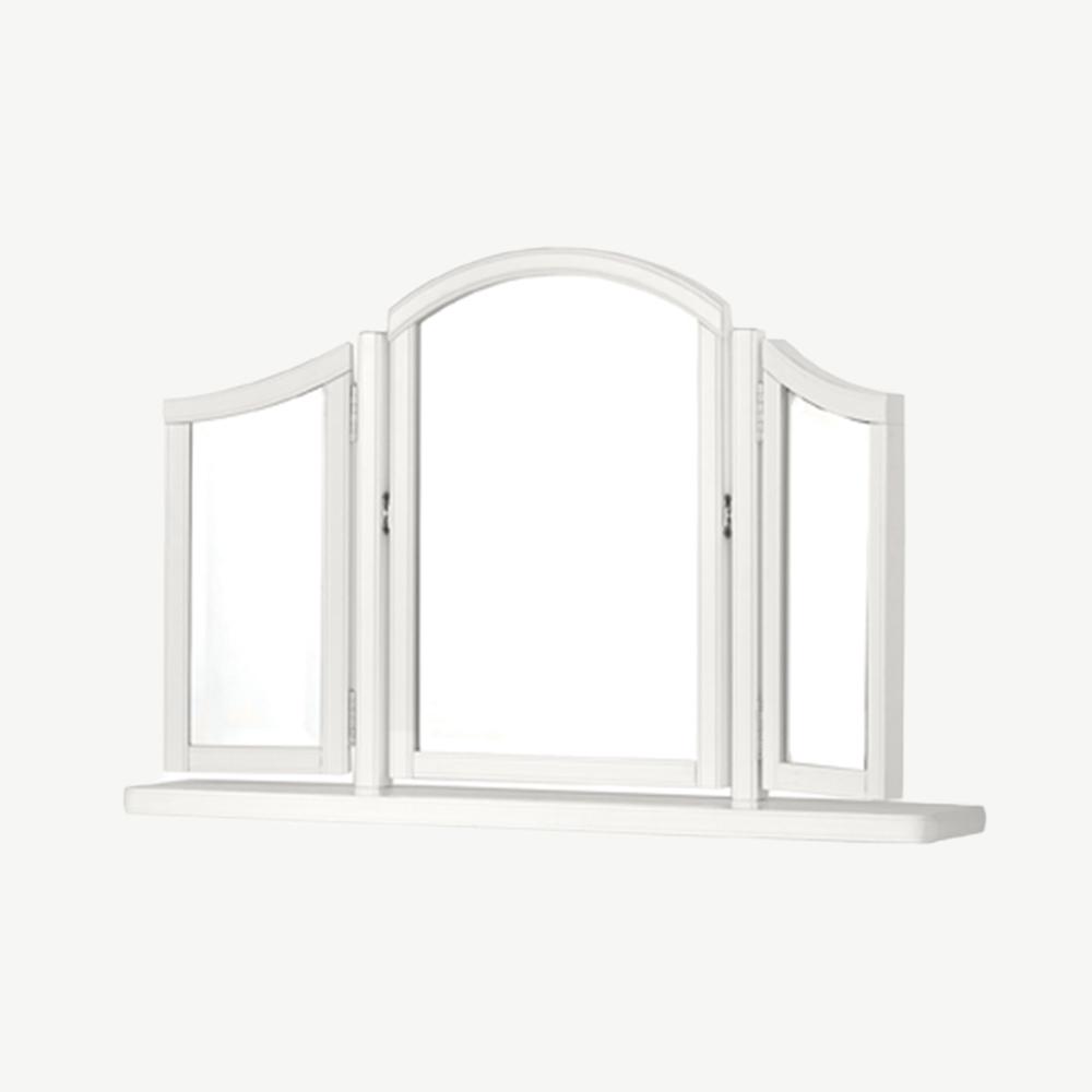 Wooden gallery mirror in painted white finish with three mirror panes