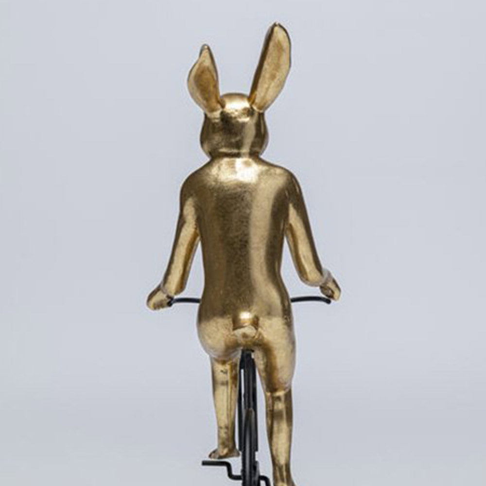 Cycling Golden Rabbit Sculpture