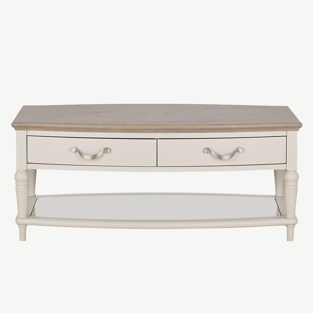 Oak soft grey coffee table with natural oak top