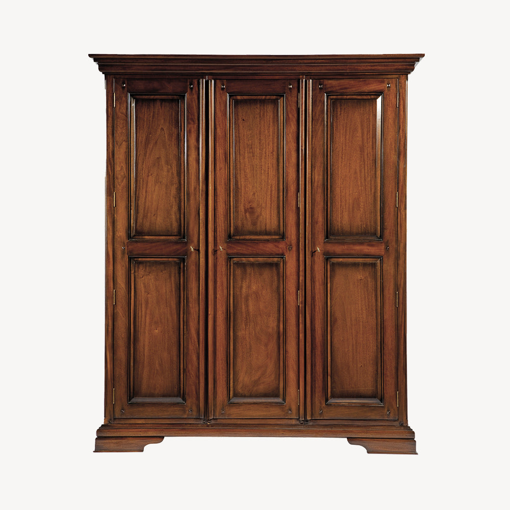 French inspired triple wardrobe in glossy varnished dark brown finish