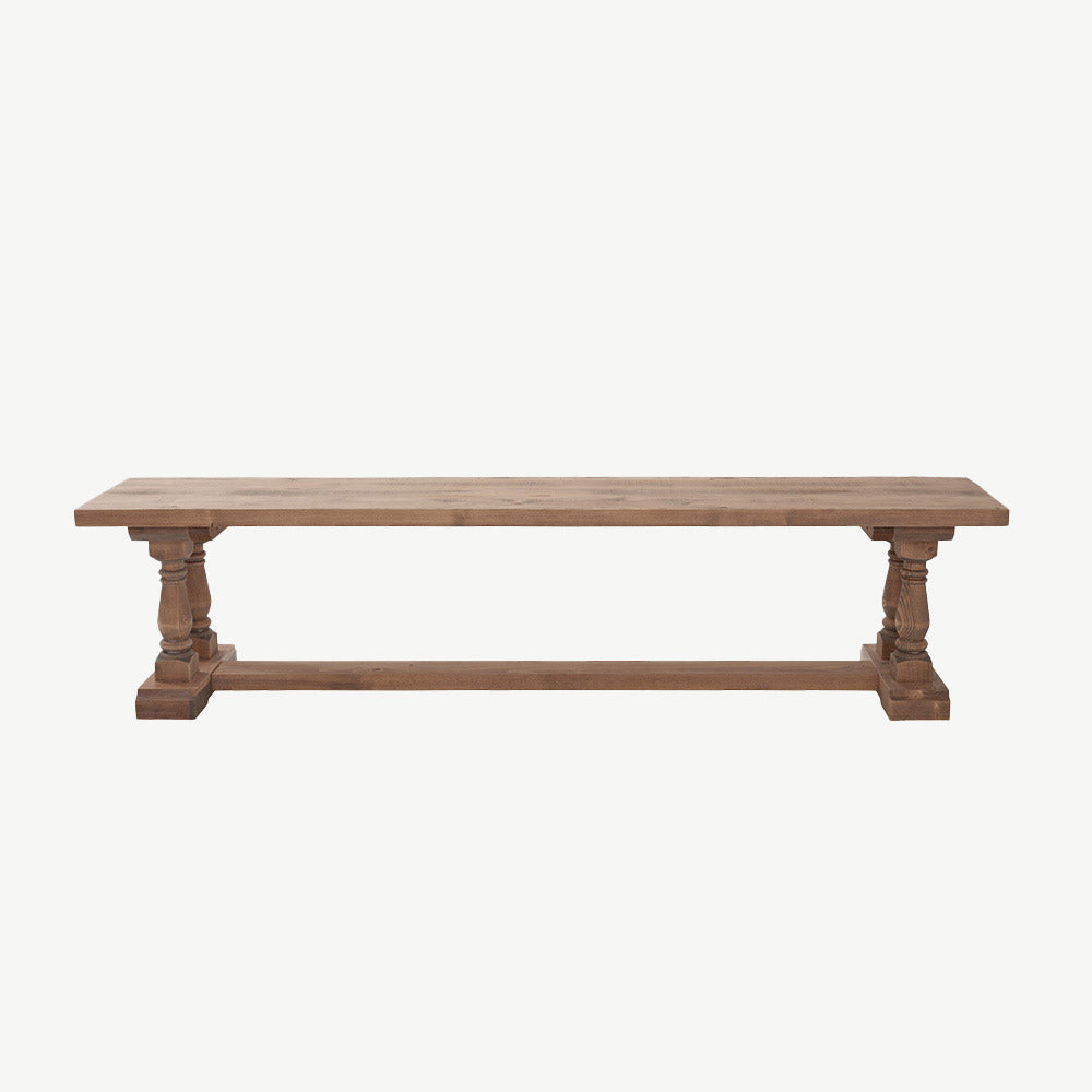 Reclaimed timber dining bench in natural finish