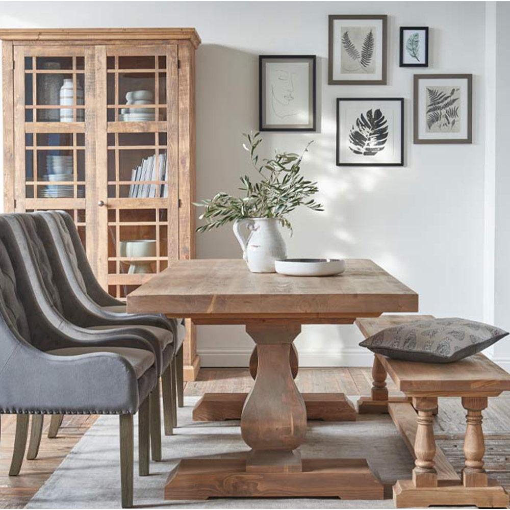 Reclaimed timber dining bench in natural finish