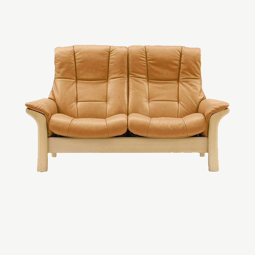 High back leather settee deals
