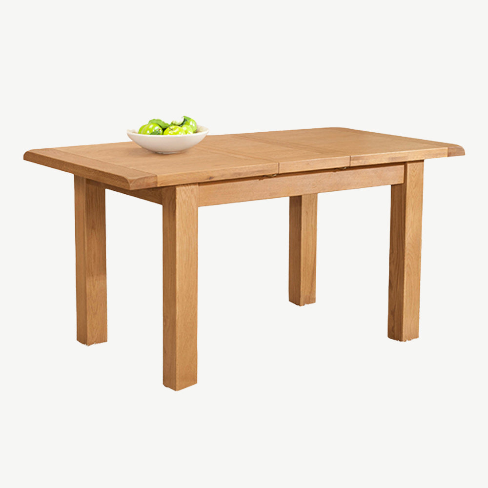 Solid wood extending dining table in natural oak finish
