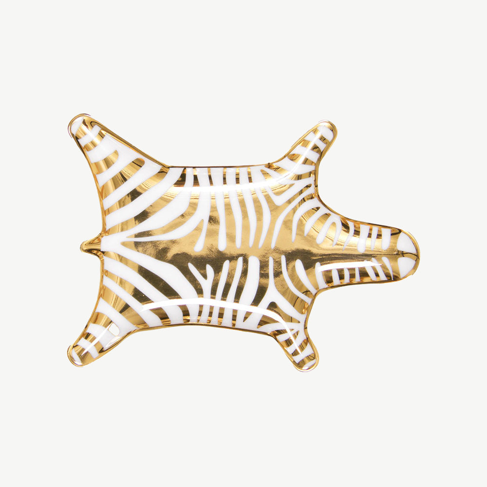 Porcelain gold zebra print stack dish