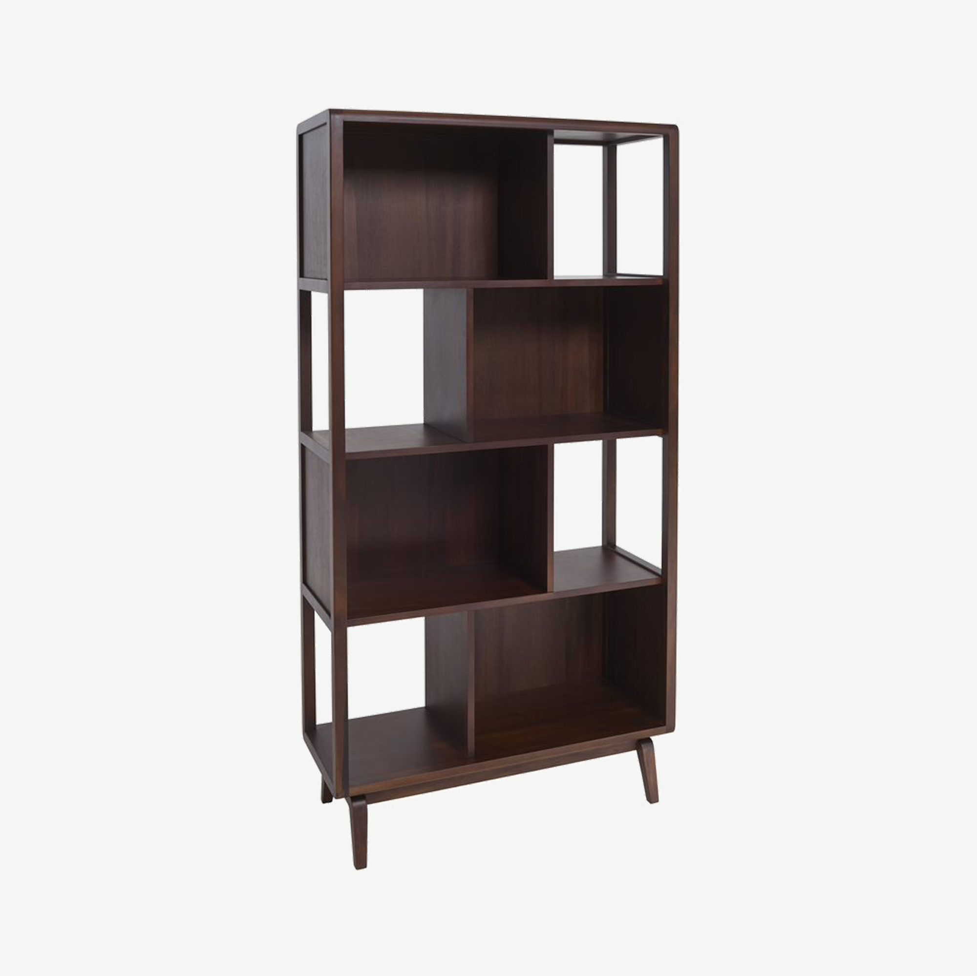 Ercol Lugo solid tulipwood shelving unit in dark wood finish