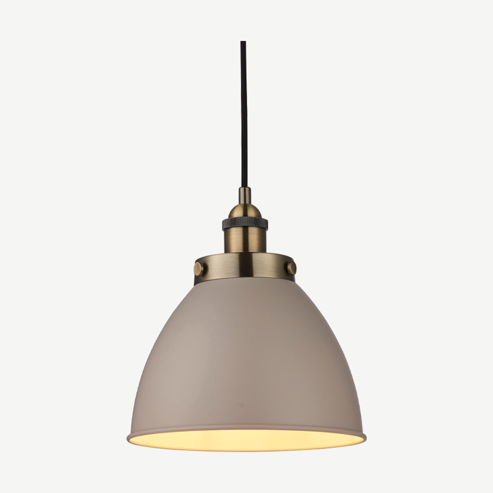Modern industrial style small pendant in antique brass plated finish