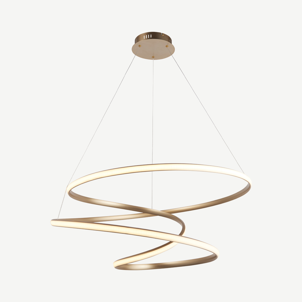Contemporary gold finished spiral pendant with matt white diffuser