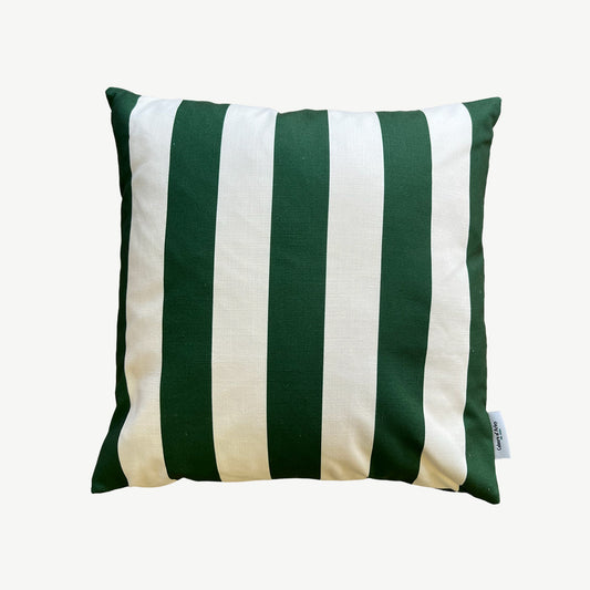 Green and white striped classic cushion