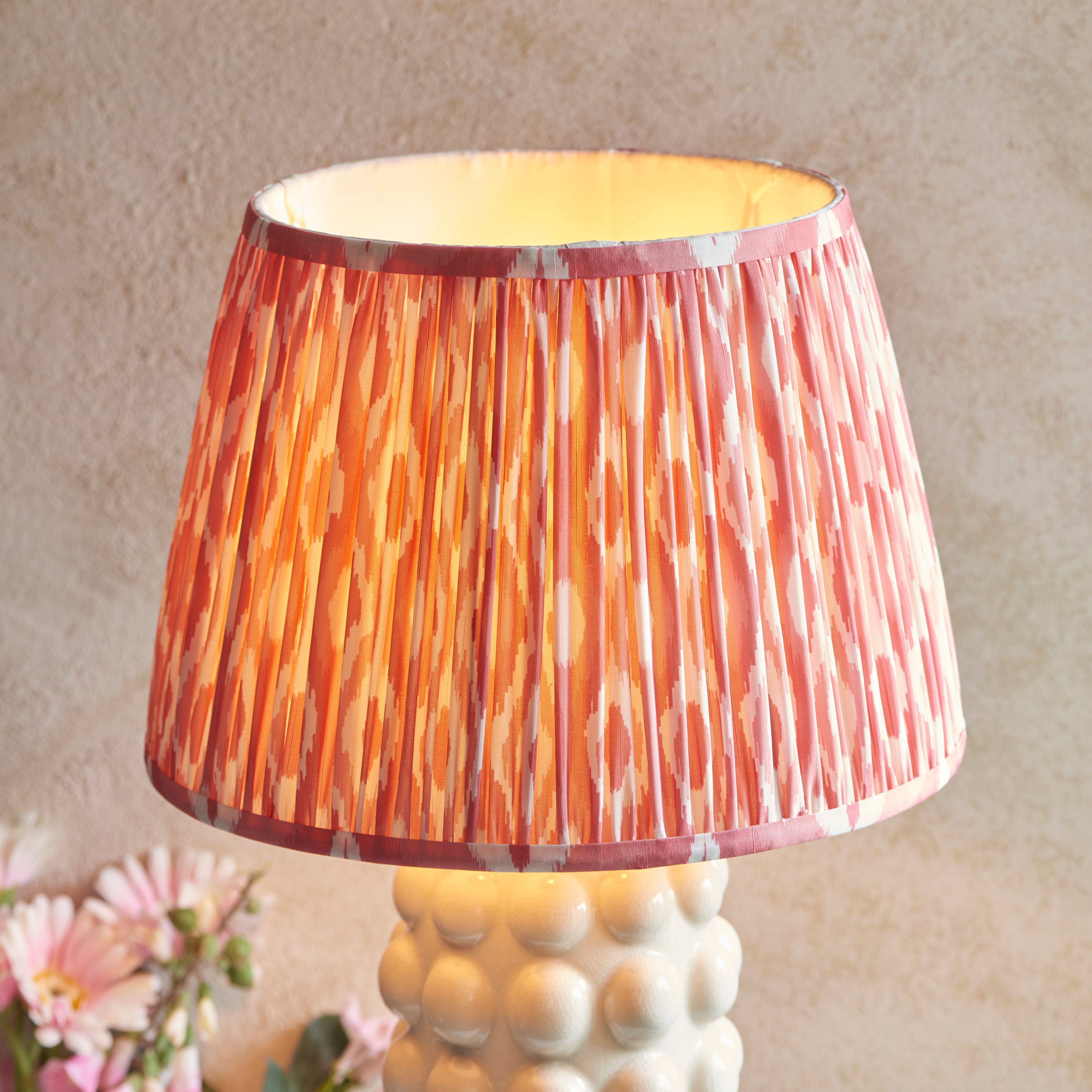 Kari Ikat Table Lamp in Coral Pink