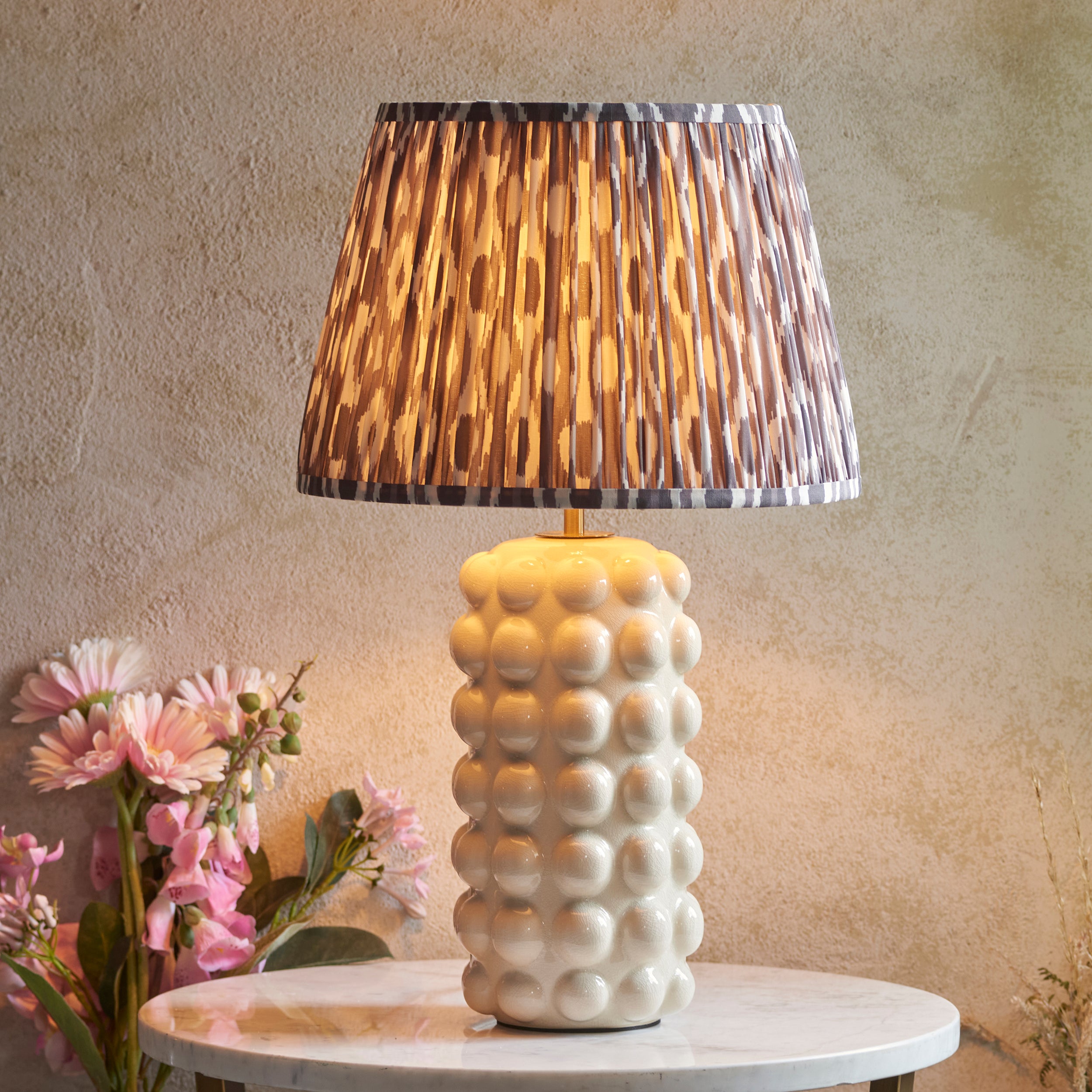 Kari Ikat Table Lamp in Pearl Grey