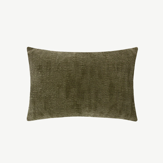 Chenille fabric cushion in khaki green