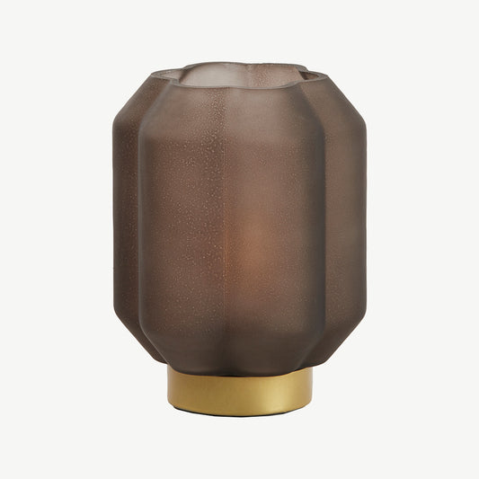 Round Glass Table Lamp in Brown