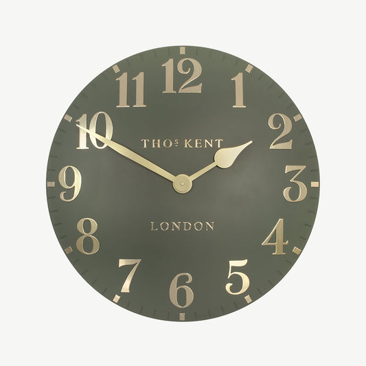 Arabic wall clock in lichen green