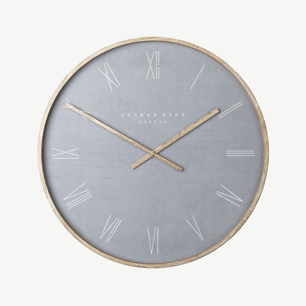 Nordic wall clock in cement grey