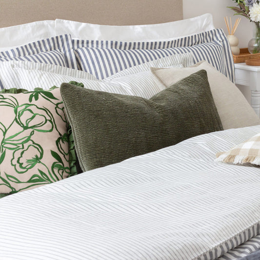 Chenille fabric cushion in khaki green