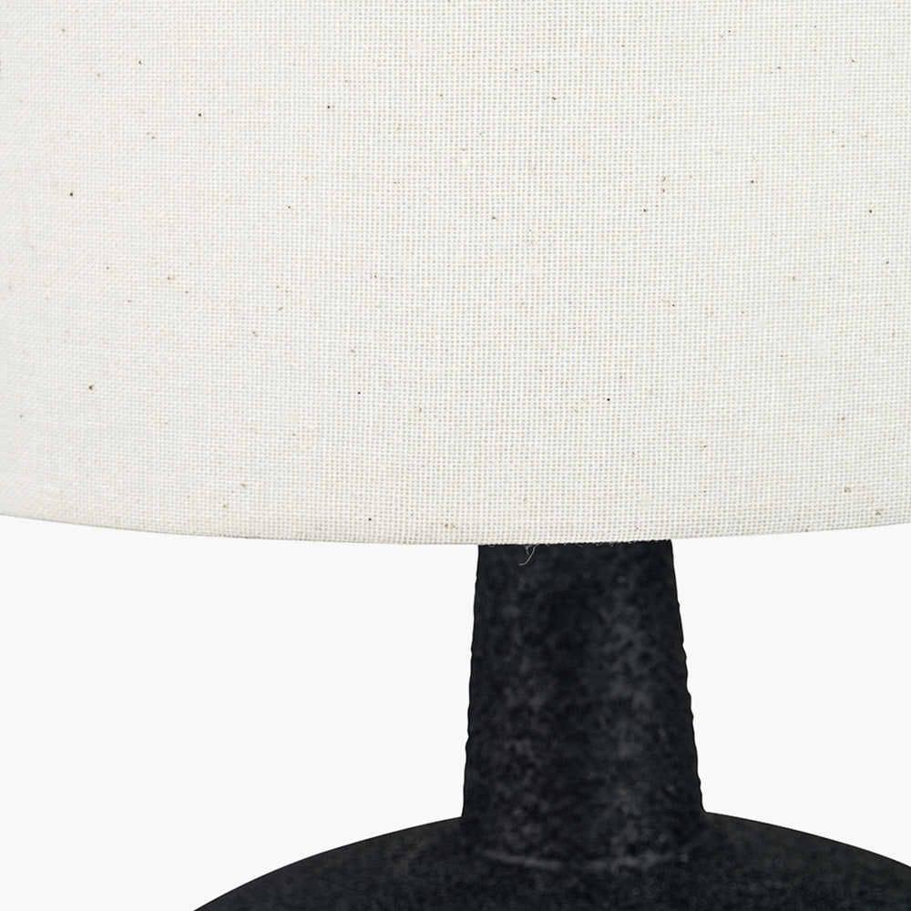 Wood Effect Textured Ceramic Table Lamp in Black