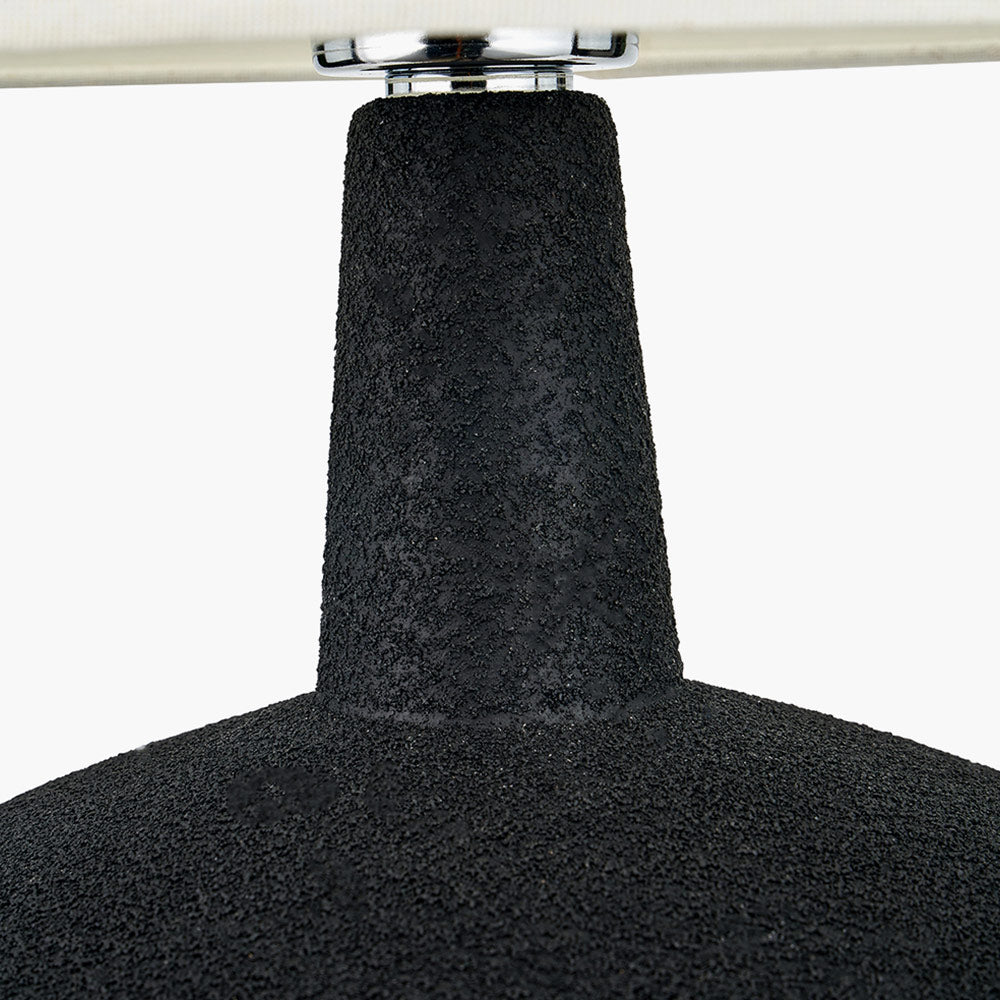 Wood Effect Textured Ceramic Table Lamp in Black