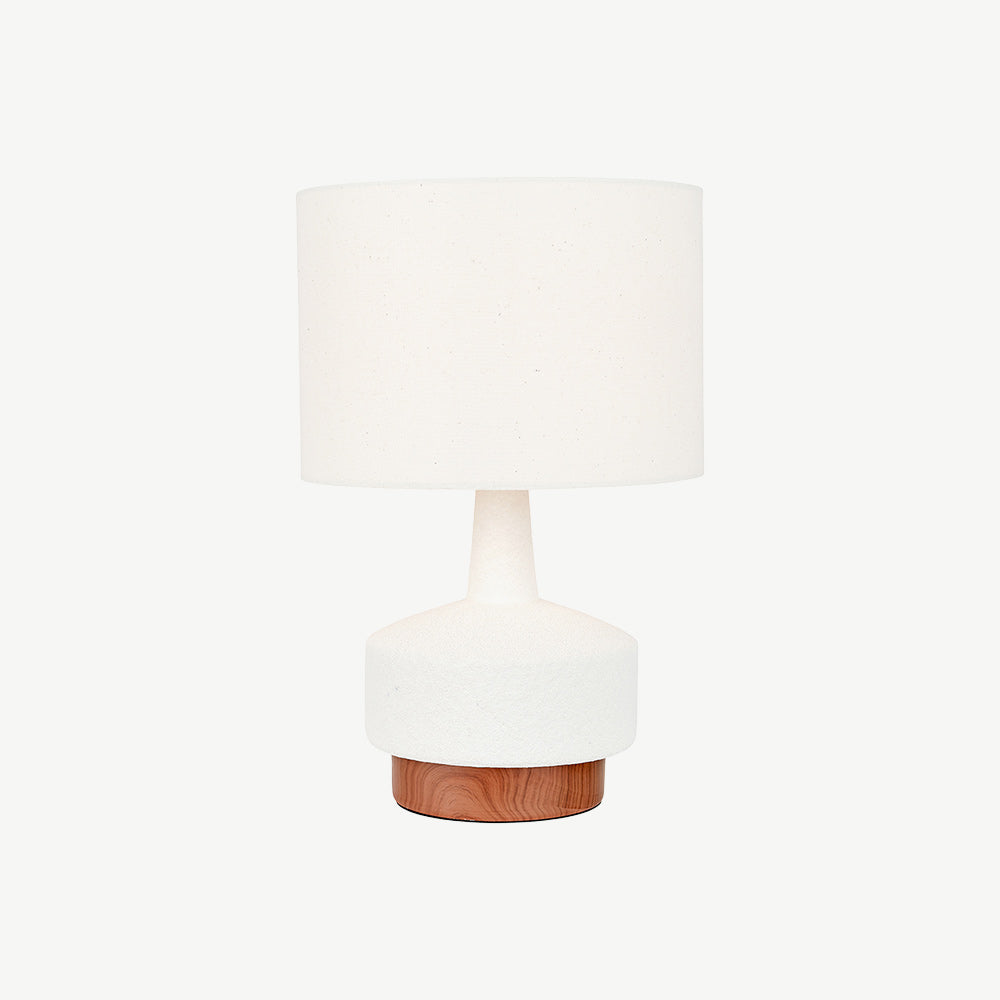 Wood Effect Textured Ceramic Table Lamp in White