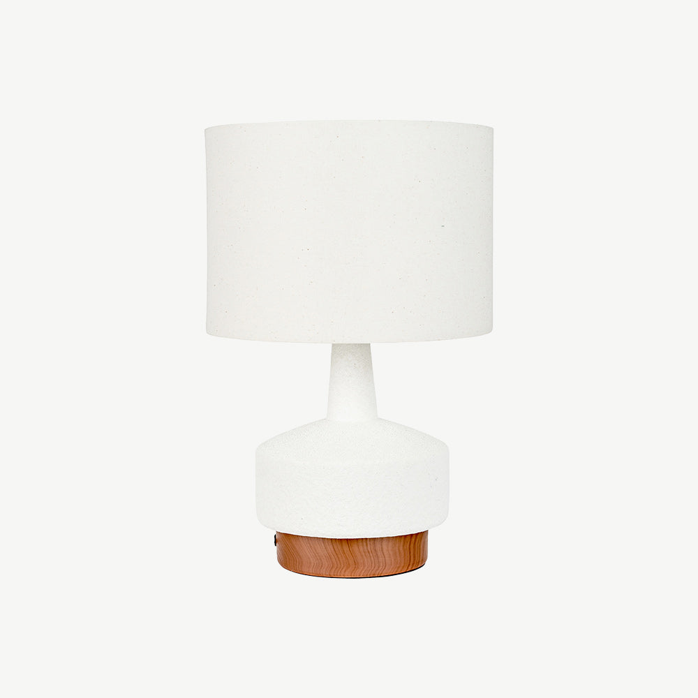 Wood Effect Textured Ceramic Table Lamp in White