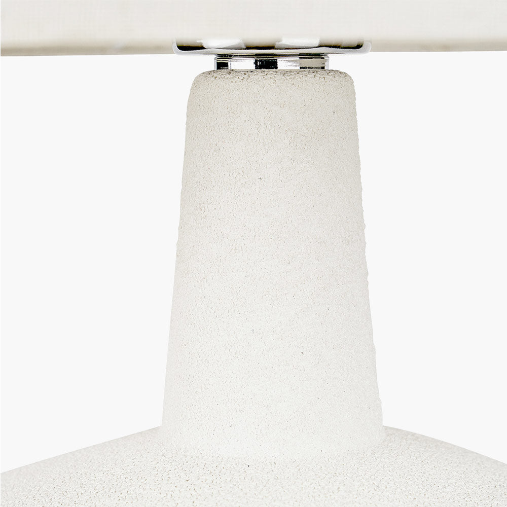 Wood Effect Textured Ceramic Table Lamp in White
