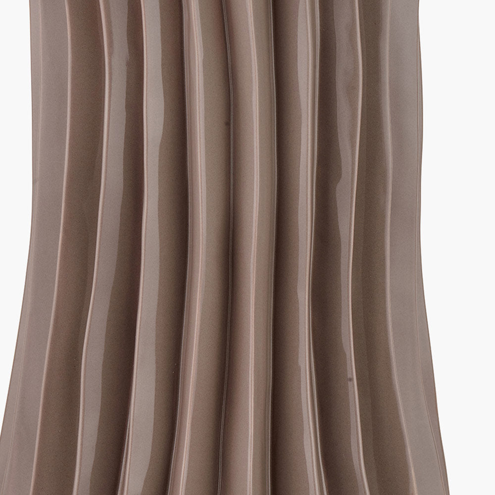 Taupe Pleated Ceramic Table Lamp Base