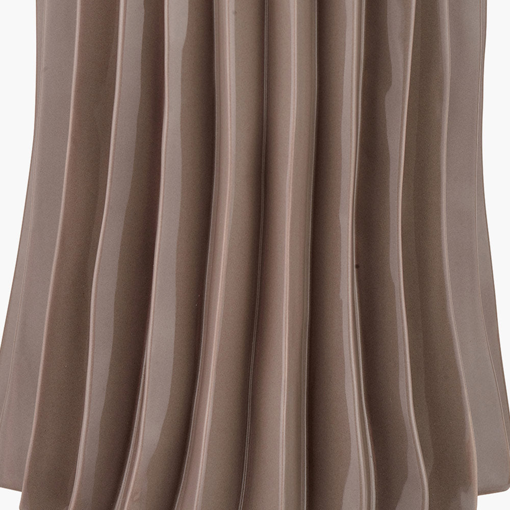 Taupe Pleated Ceramic Table Lamp Base