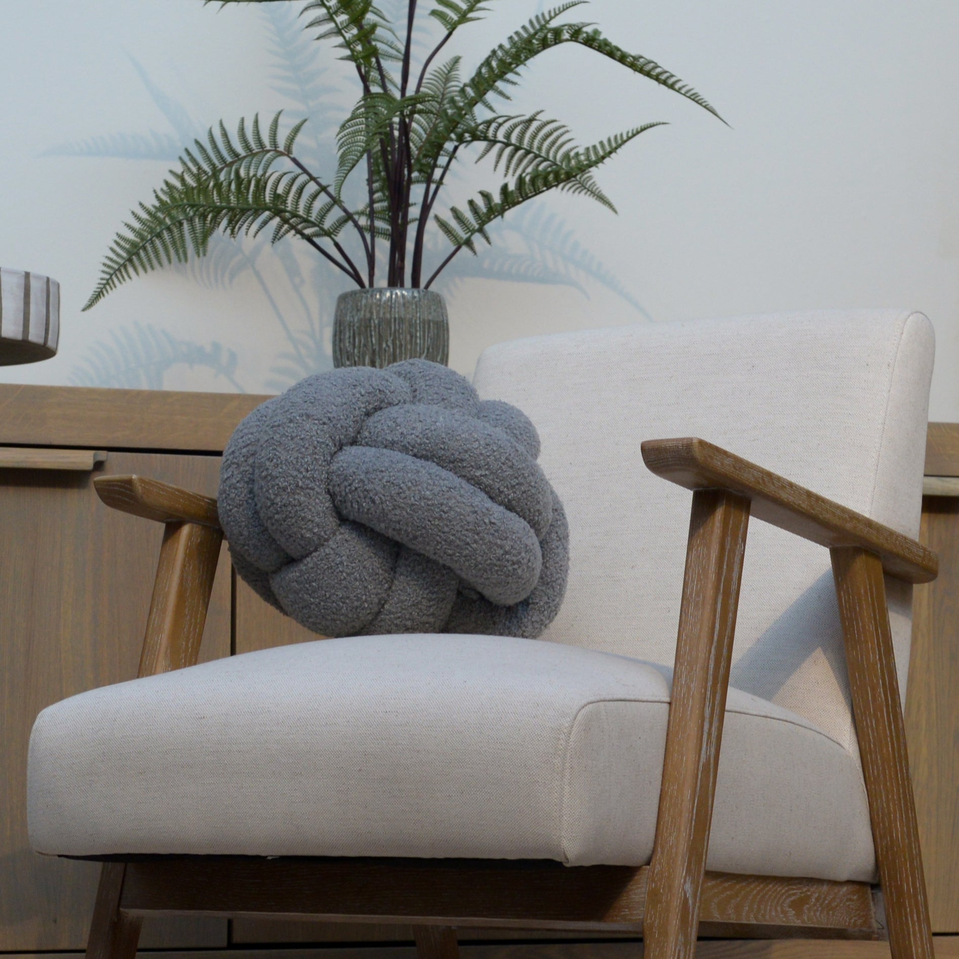 Boucle Knot Cushion in Grey