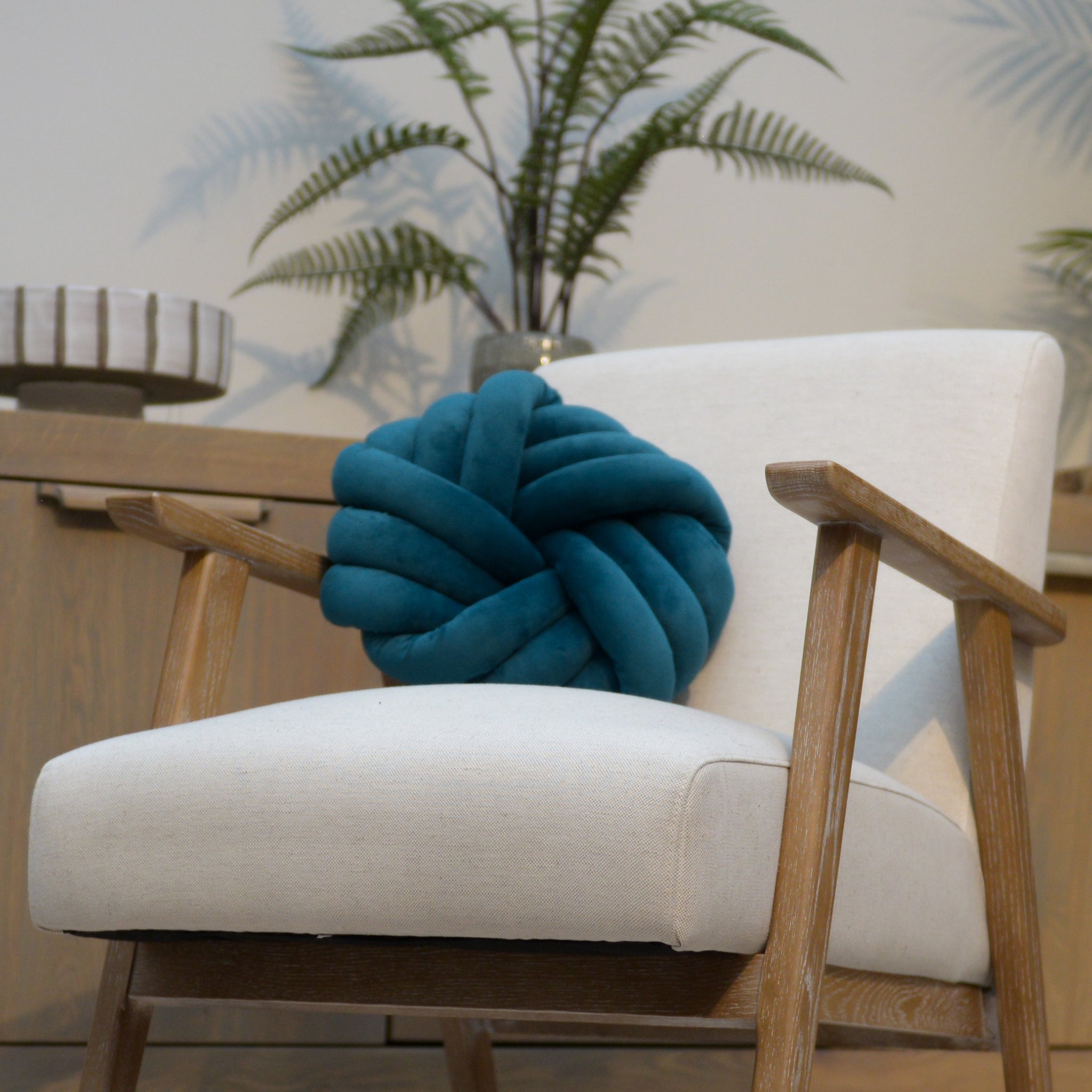 Petrol Blue Knot Cushion
