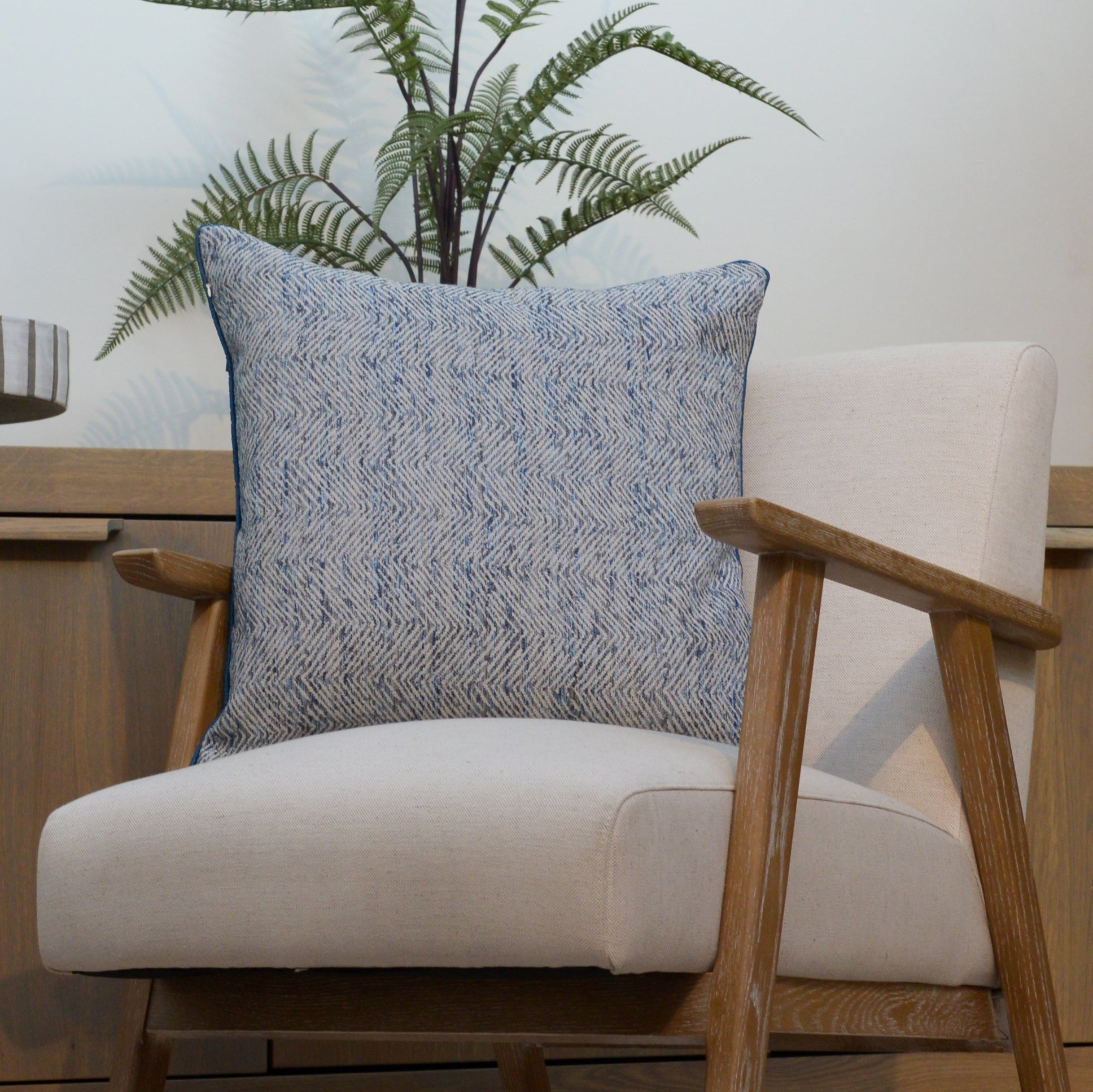 Navy Woven Ripple Cushion