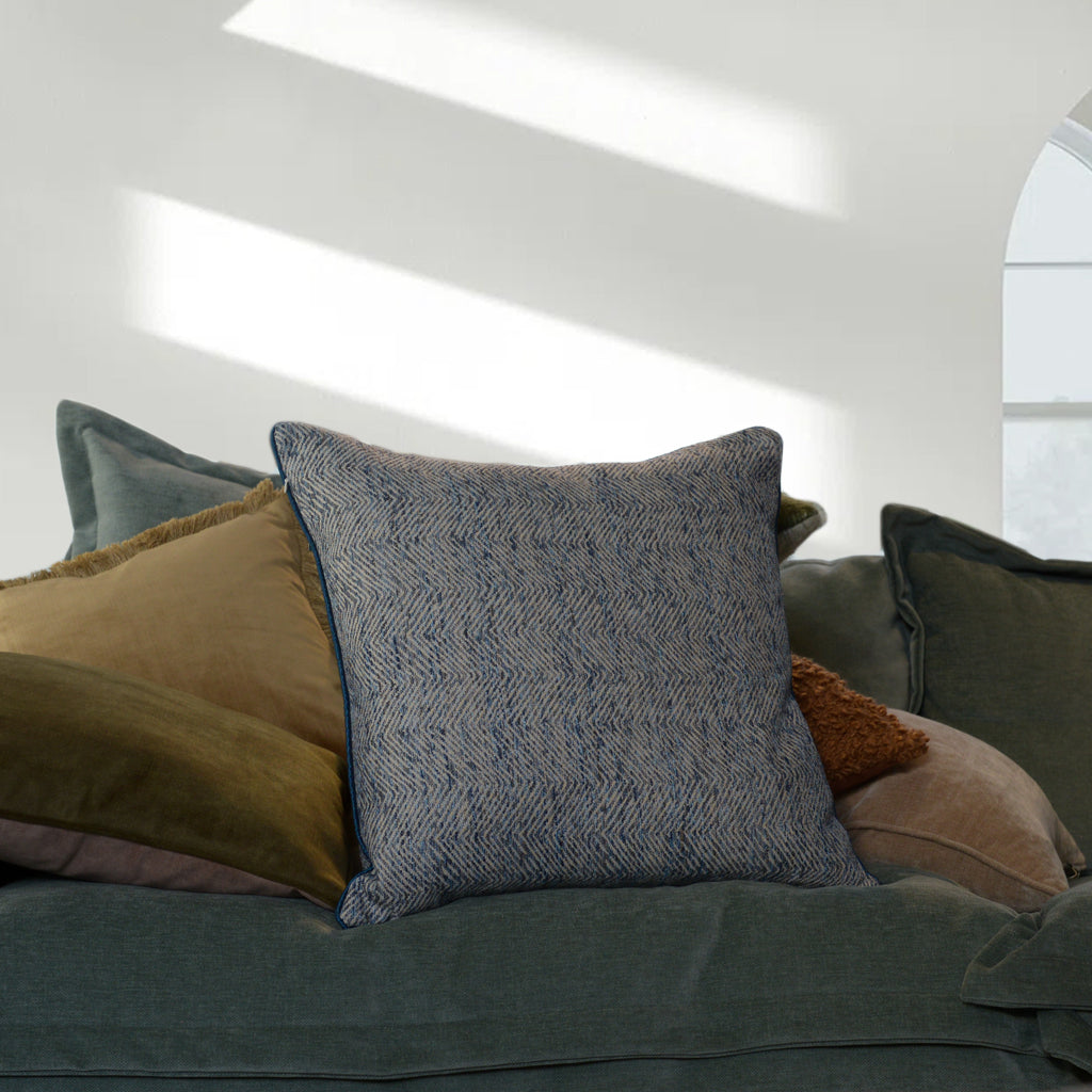 Navy Woven Ripple Cushion