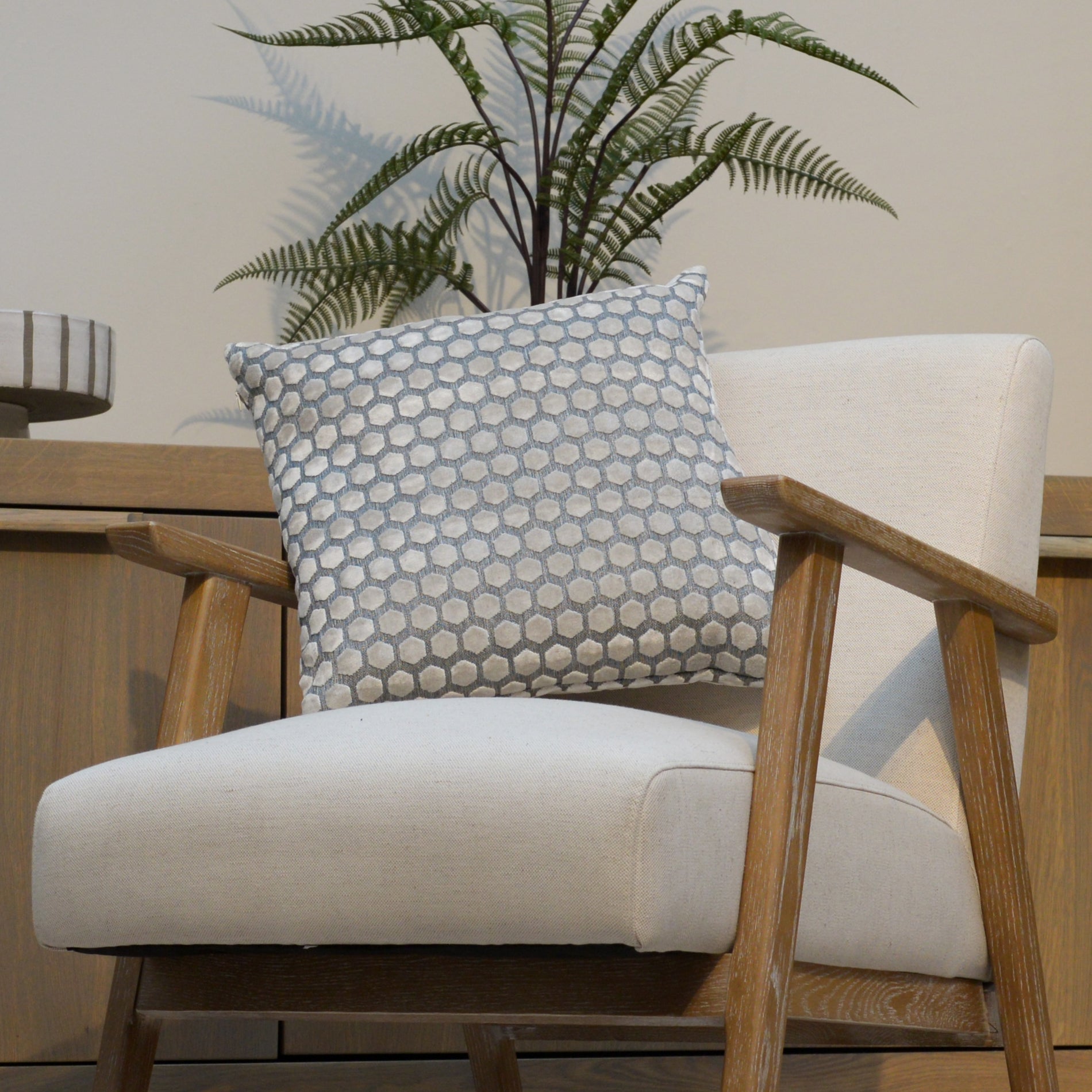 Hex Cut Cushion in Cream