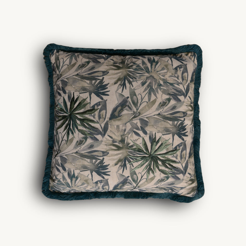 Teal Floral Cushion