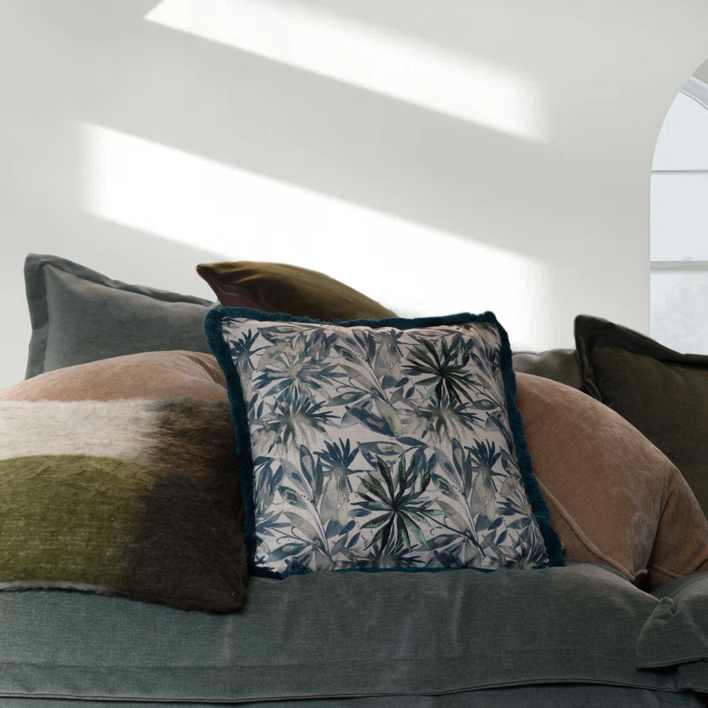 Teal Floral Cushion