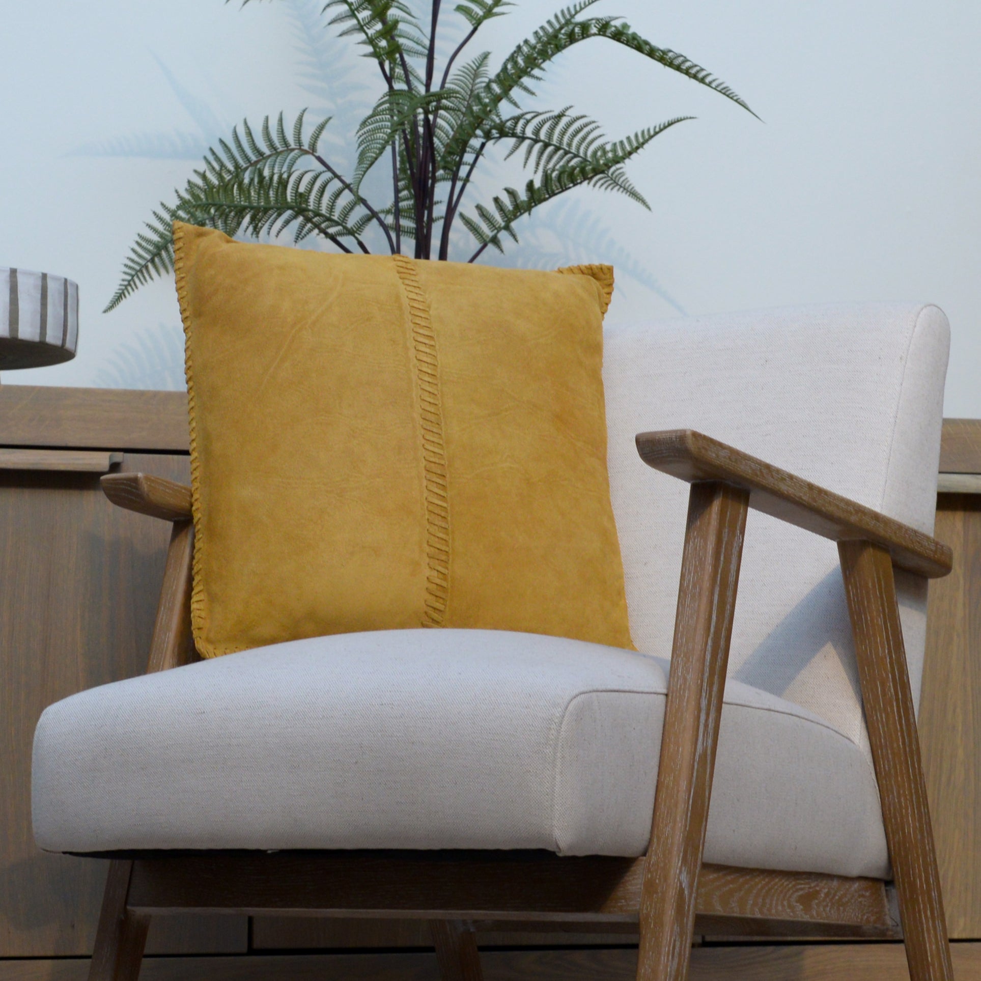 Mustard Centre Line Cushion