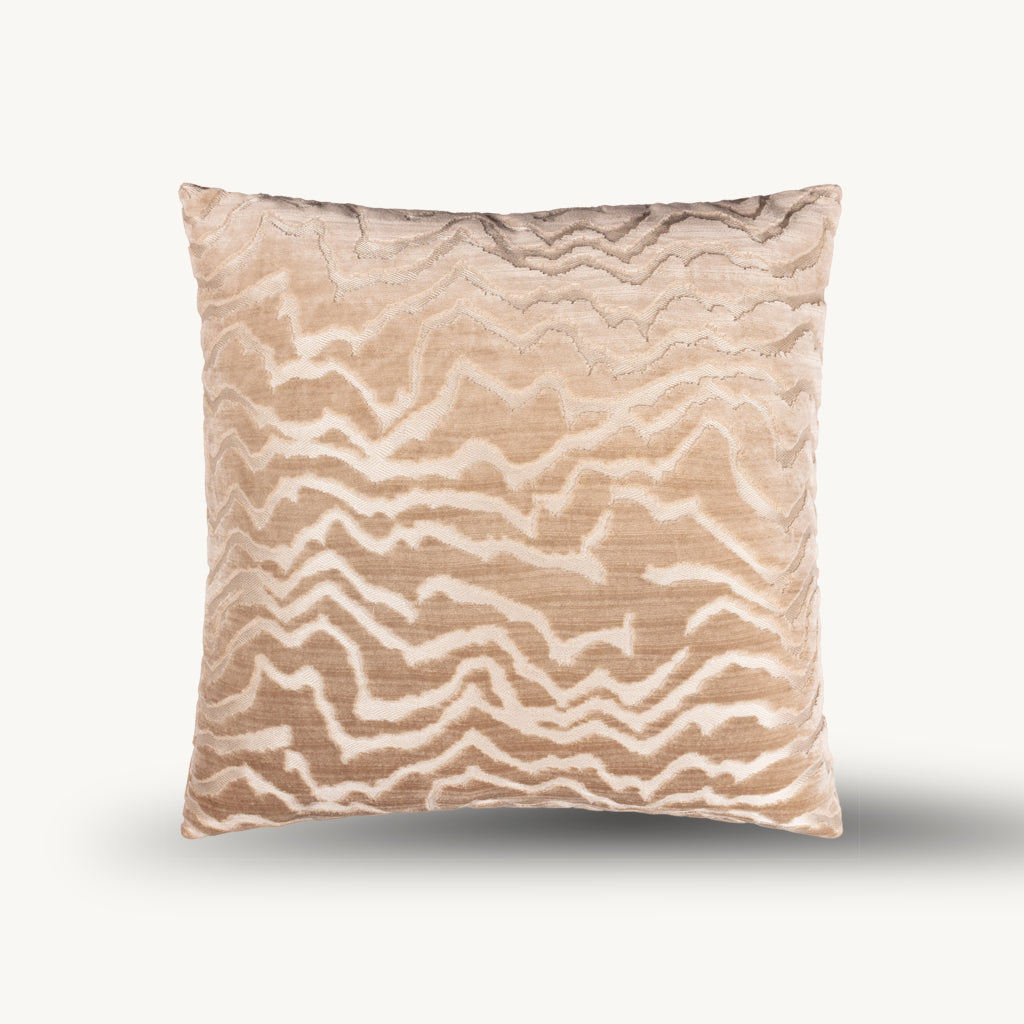 Vesper Cut Velvet Cushion in Taupe