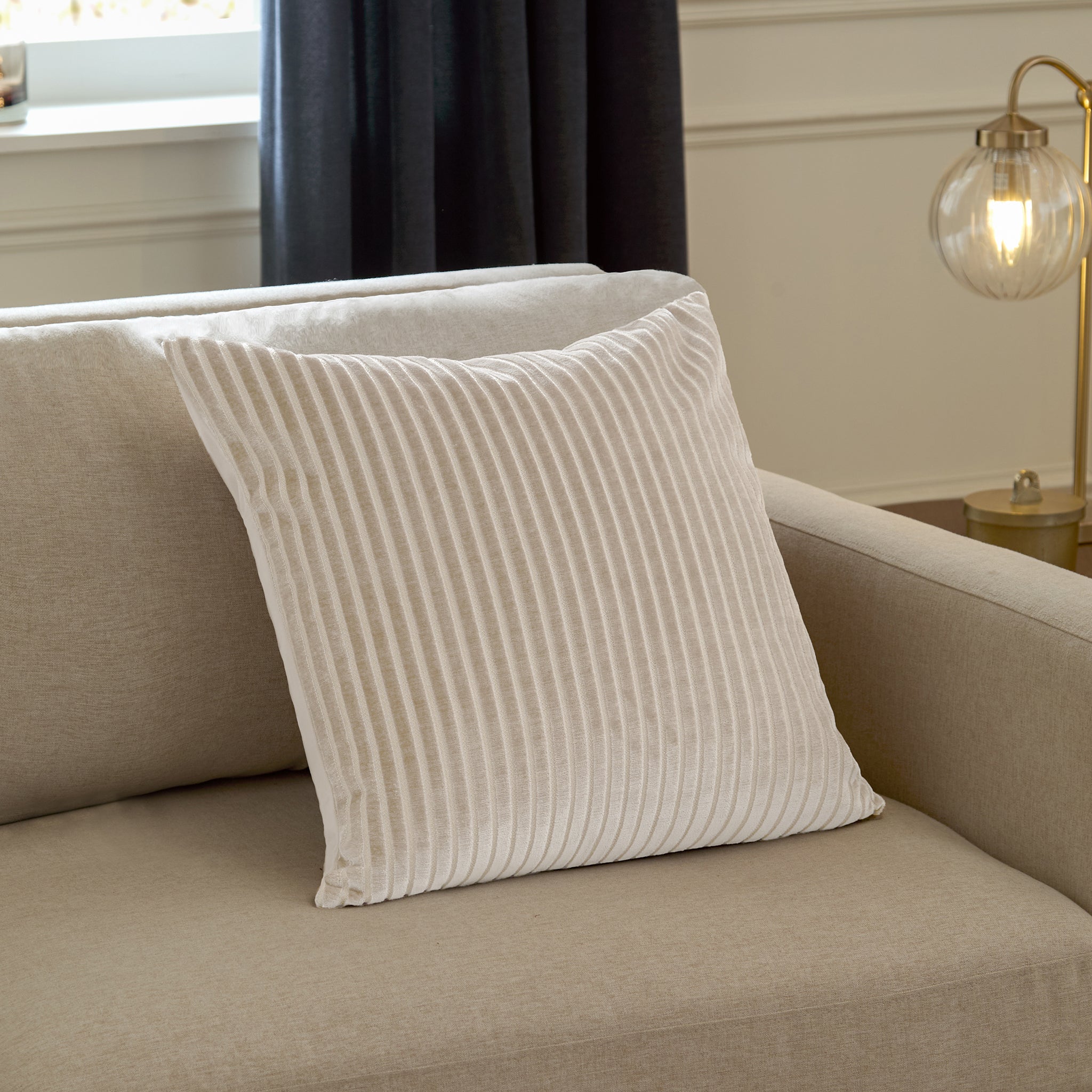 Astra Striped Cushion in Cream