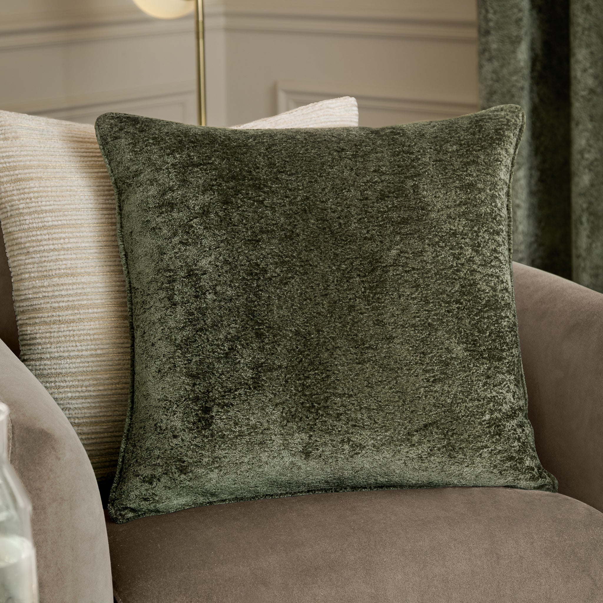 Draco Velvet Cushion in Brown