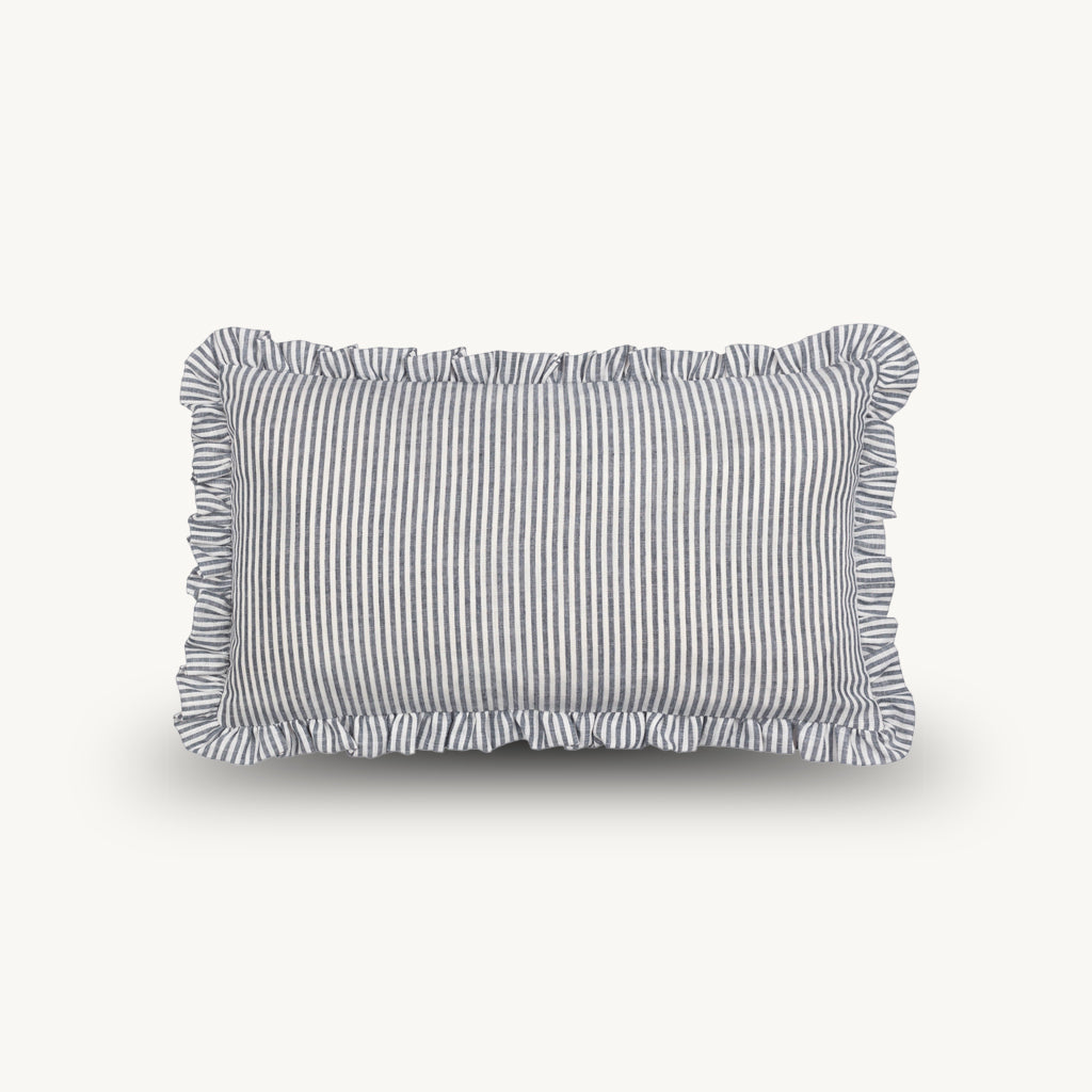 Luna Embroidered Ruffle Cushion in Red
