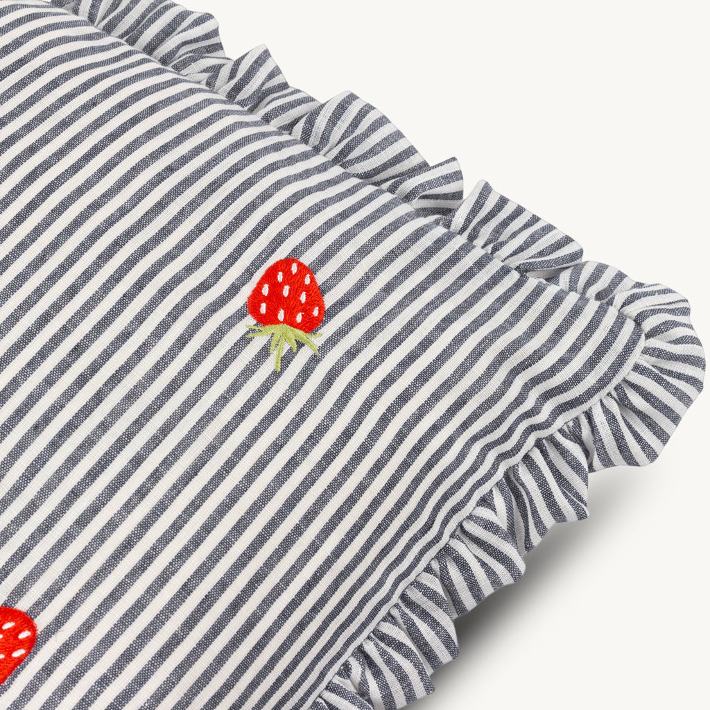 Luna Embroidered Ruffle Cushion in Red