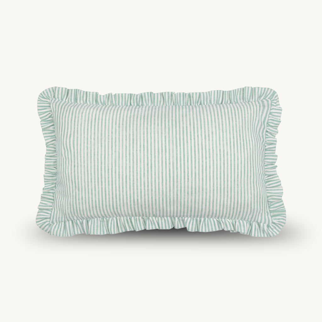 Luna Embroidered Ruffle Cushion in Orange