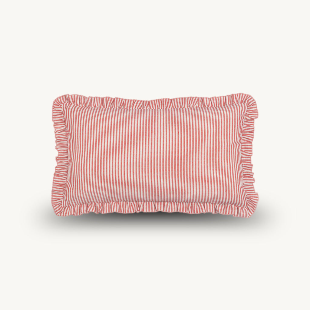 Luna Embroidered Ruffle Cushion in Yellow