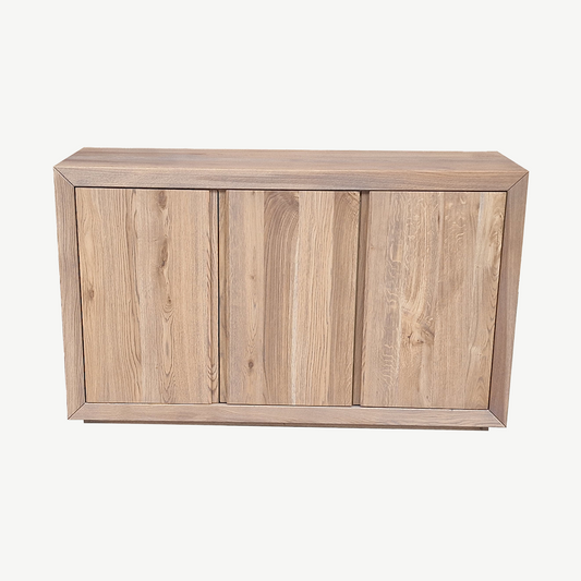 Rustic three door sideboard in natural oak finish