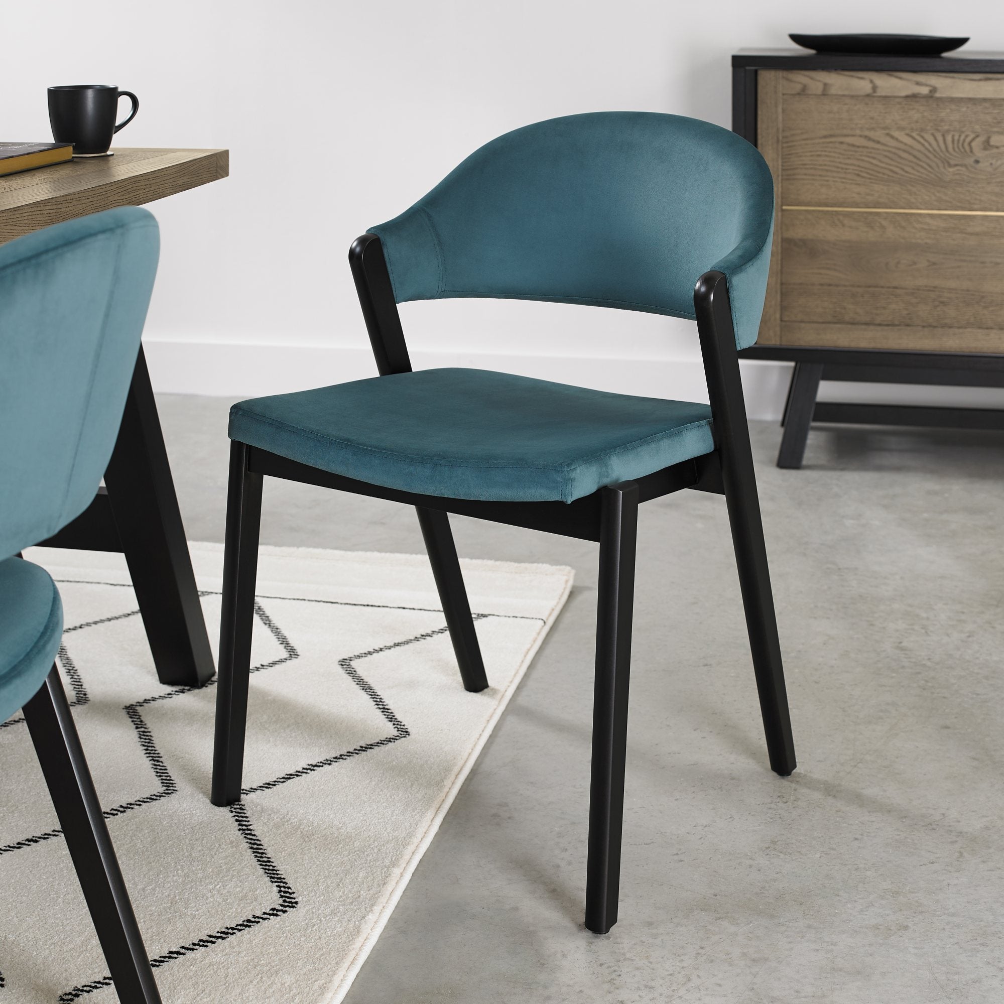 Highgate Peppercorn Dining Chair in Azure Velvet