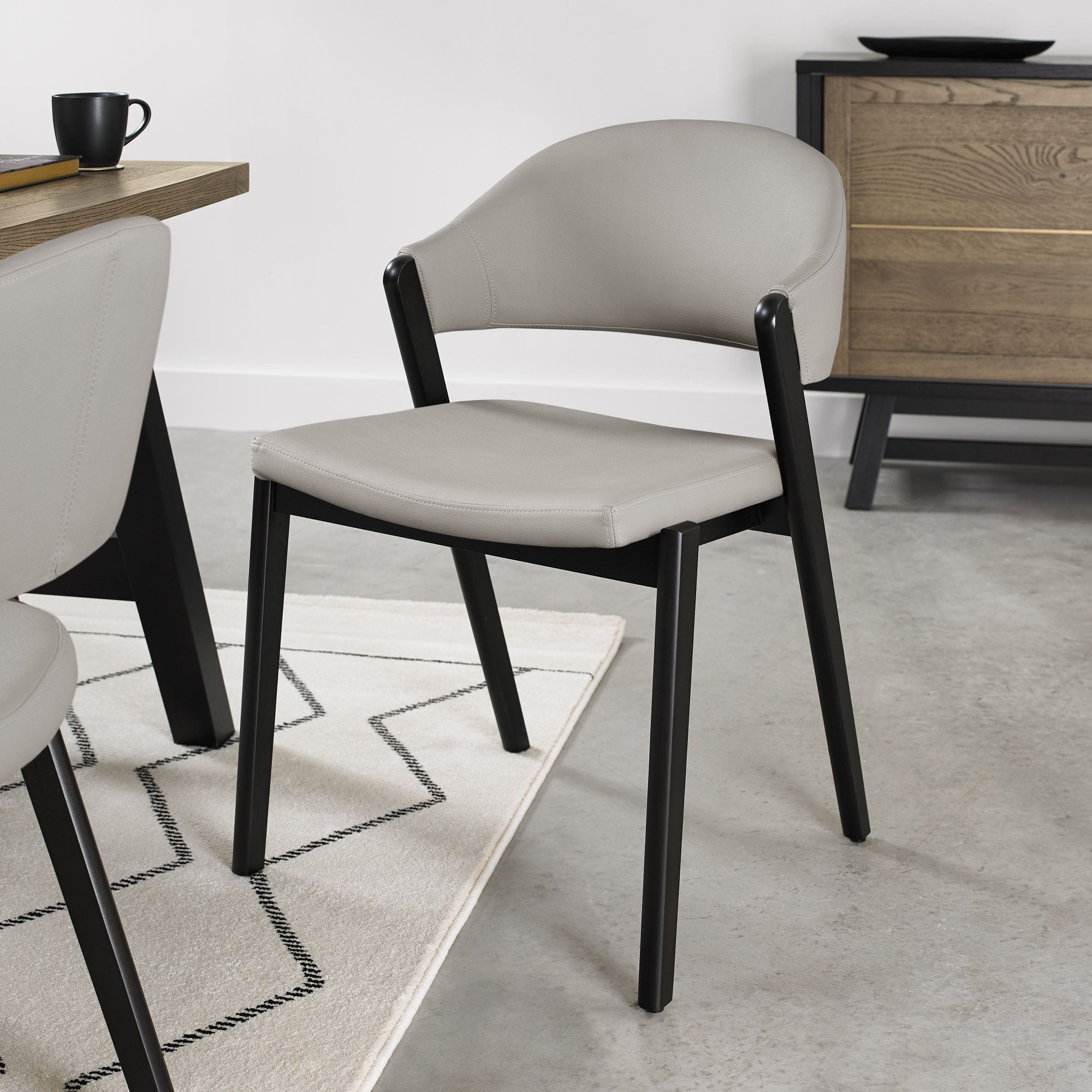 Highgate Peppercorn Dining Chair in Grey Bonded Leather